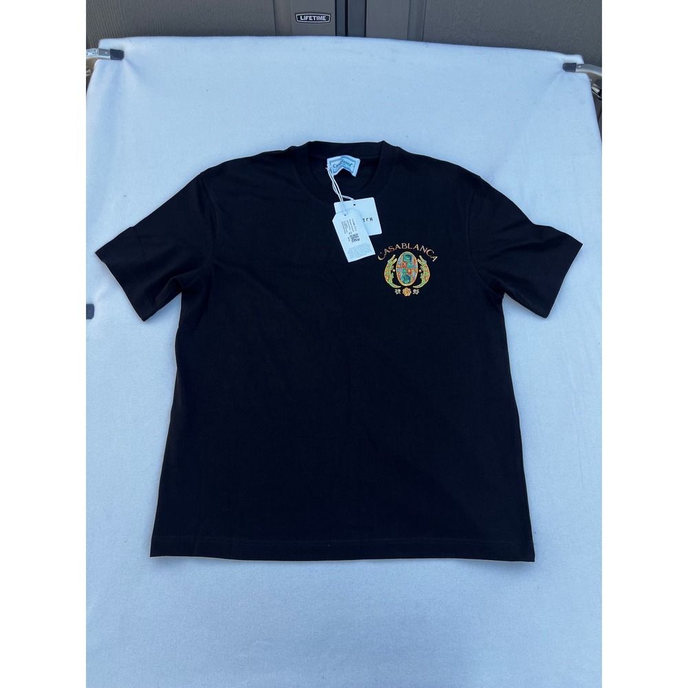Casablanca Tennis Club Black T Shirt Organic Cotton Made‎ in France